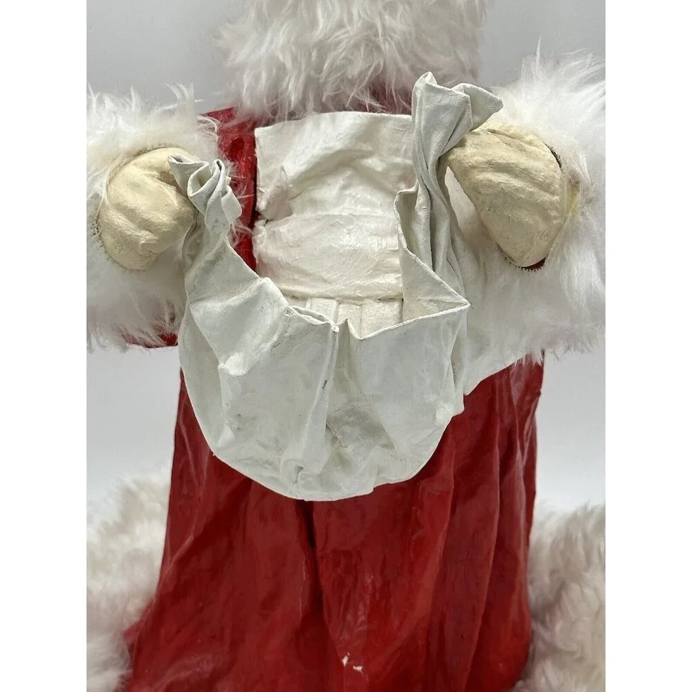 Vtg Handmade Bottle Doll Mrs. Santa Claus Paper‎ Mache Kitsch Granny Core 1970's